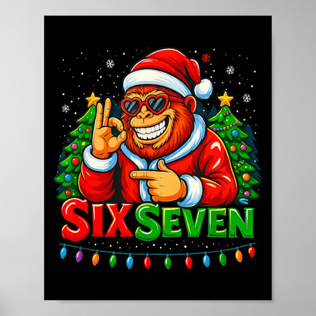 Affiche Santa Bigfoot Christmas Sasquatch 67 Funny Meme Si (Devant)