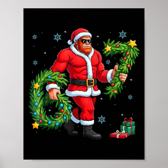 Affiche Santa Bigfoot Christmas Tree Sasquatch 67 Six Seve (Devant)