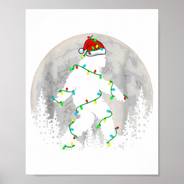 Affiche Santa Bigfoot Christmas Tree Xmas Lights Funny Sas (Devant)