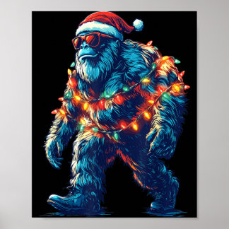 Affiche Santa Bigfoot Lumières de Noël Xmas Sasquatch