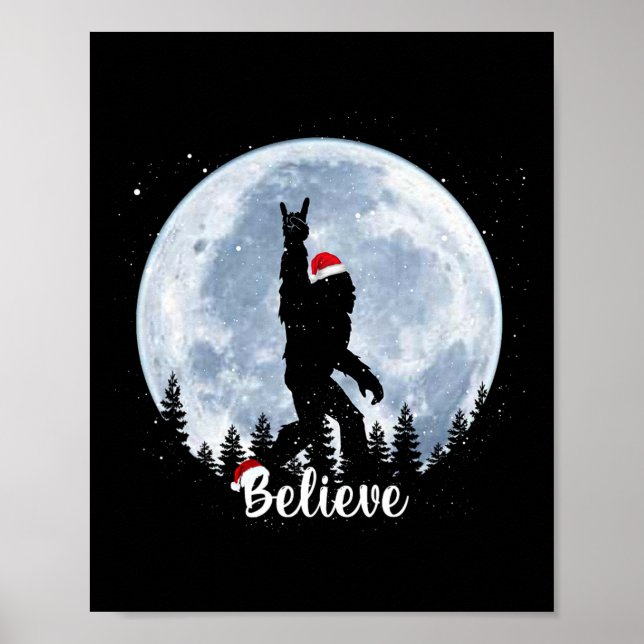Affiche Santa Bigfoot Noël Rock Roll Sasquatch Croire (Devant)