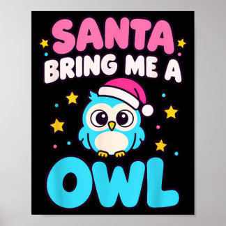 Affiche Santa Bring A Owl Christmas Funny Christmas Animal
