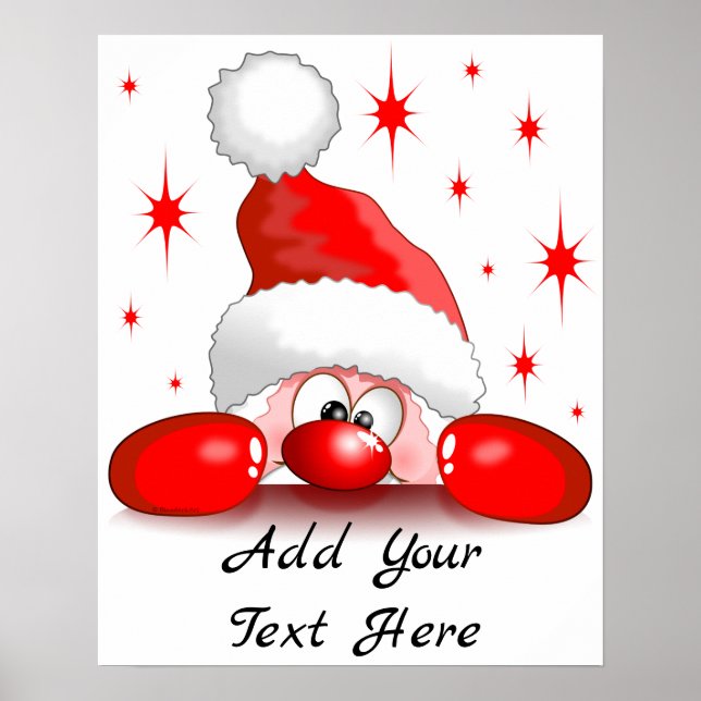 Affiche Santa Cartoon Cute Peeking Character © BluedarkArt (Devant)