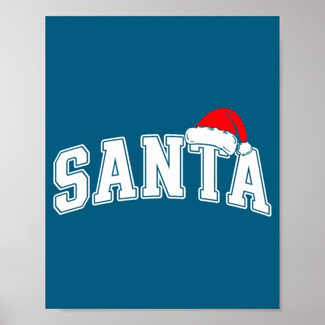 Affiche Santa Christmas Varsity Text With Hat Family Xmas  (Devant)