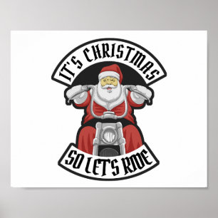 Affiche Santa Claus à moto