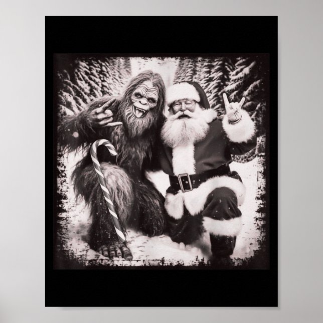 Affiche Santa Claus And Sasquatch Bigfoot Funny Joyful Sno (Devant)