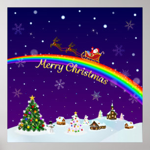 Affiche Santa Claus arc-en-ciel