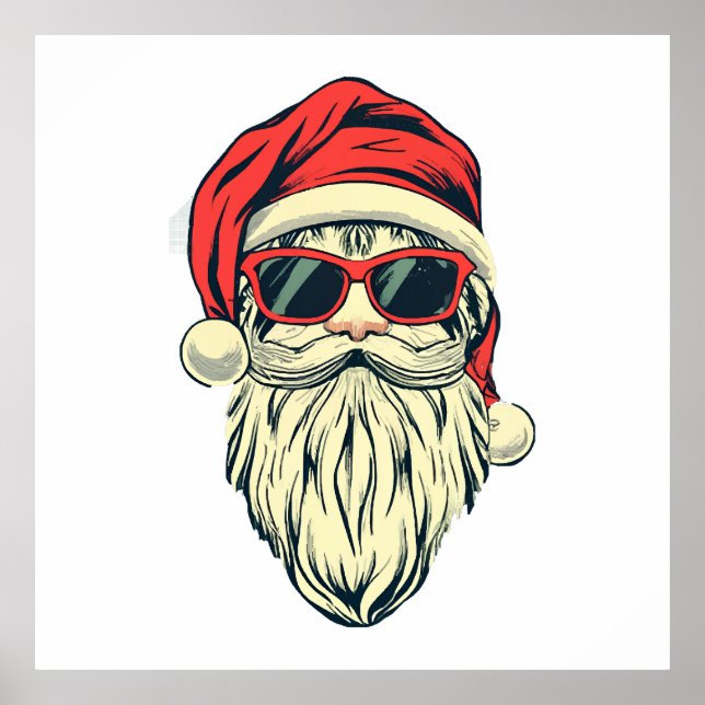 Affiche santa claus avec lunettes (Devant)