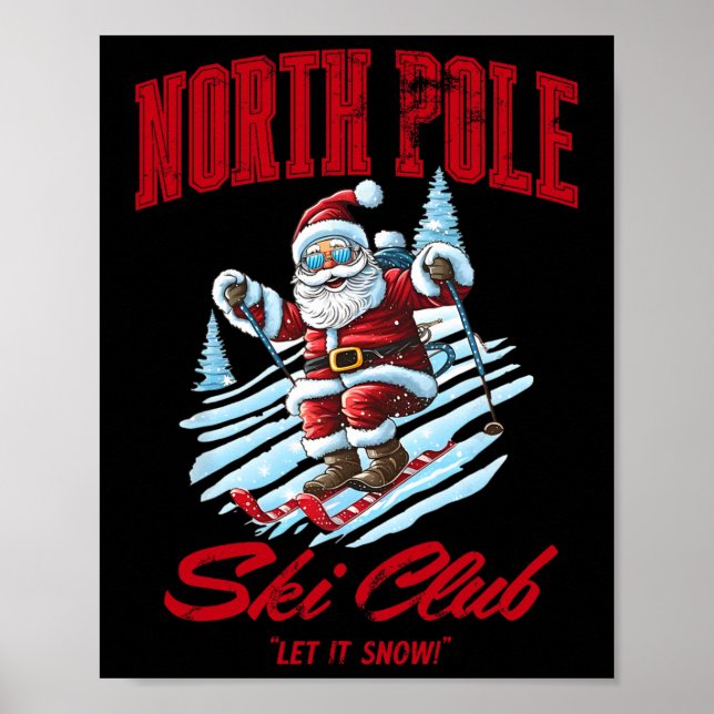 Affiche Santa Claus Christmas Snow Skiing At The North Pol (Devant)