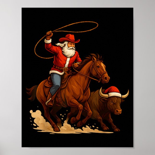 Affiche Santa Claus Cowboy Vintage Western Christmas Pajam (Devant)