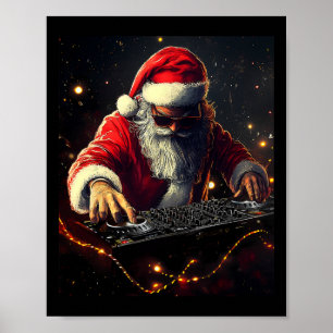 Affiche Santa Claus Dj Hip hop Musique Vibes de Noël Drôle