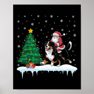 Affiche Santa Claus équitation Bernese Mountain Dog Boys G