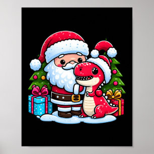 Affiche Santa Claus Hugs T Rex Dinosaur Correspondance de 