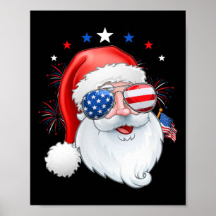 Affiche Santa Claus Patriotique Usa Sungles Enfants Noël I