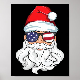 Affiche Santa Claus Patriotique Usa Sungles Enfants Noël I