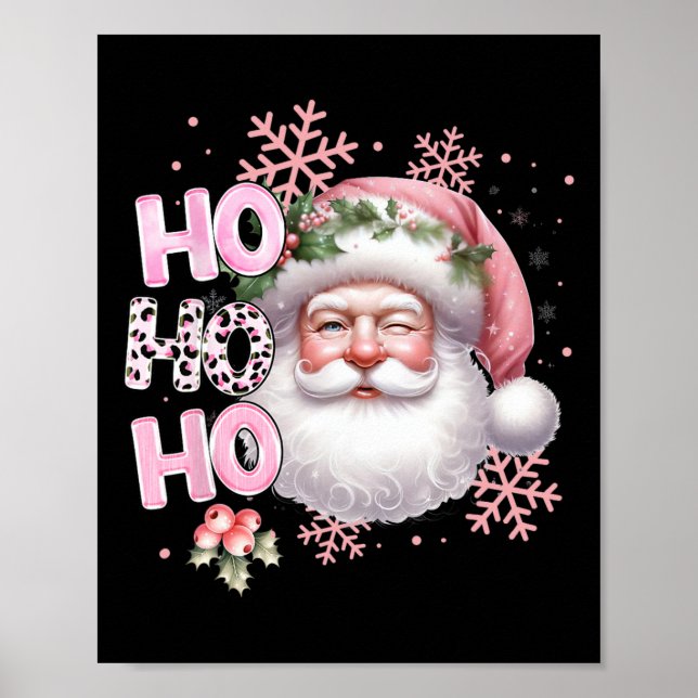 Affiche Santa Claus Pink Noël Fête de Noël Fille (Devant)