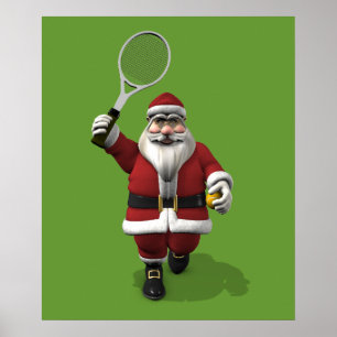 Affiche Santa Claus Playing Tennis