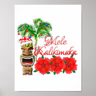 Affiche Santa Claus Tiki Mele Kalikimaka