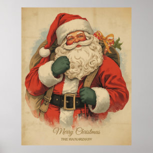 Affiche Santa Claus victorien rustique Art de Noël Vintage