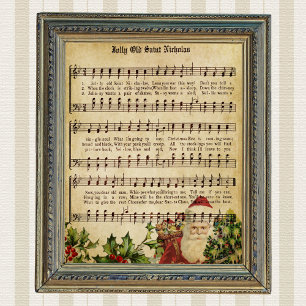 Affiche Santa Claus Victorien vintage musique Score et cha