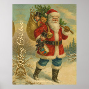 Affiche Santa Claus Vintage classique Christma à l'ancienn