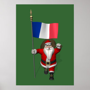 Affiche Santa Claus With Ensign Of France