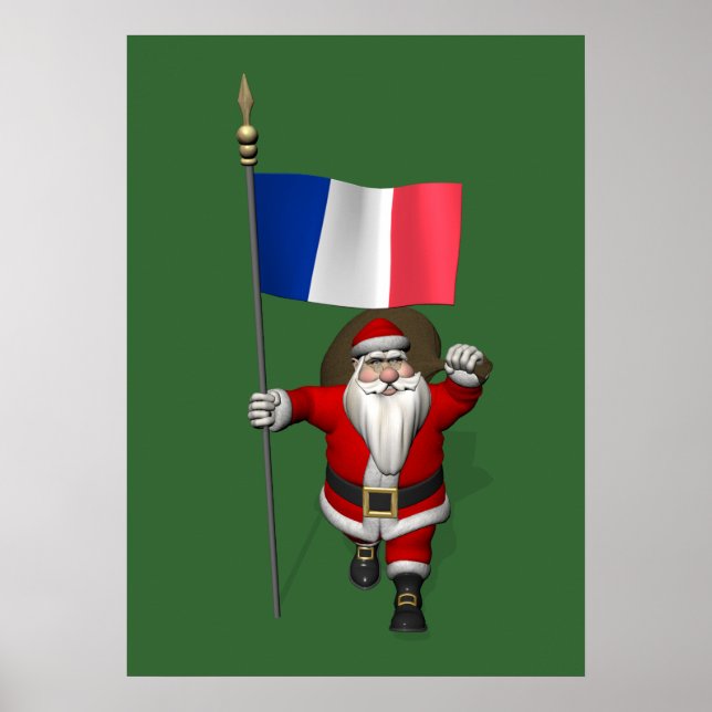 Affiche Santa Claus With Ensign Of France (Devant)