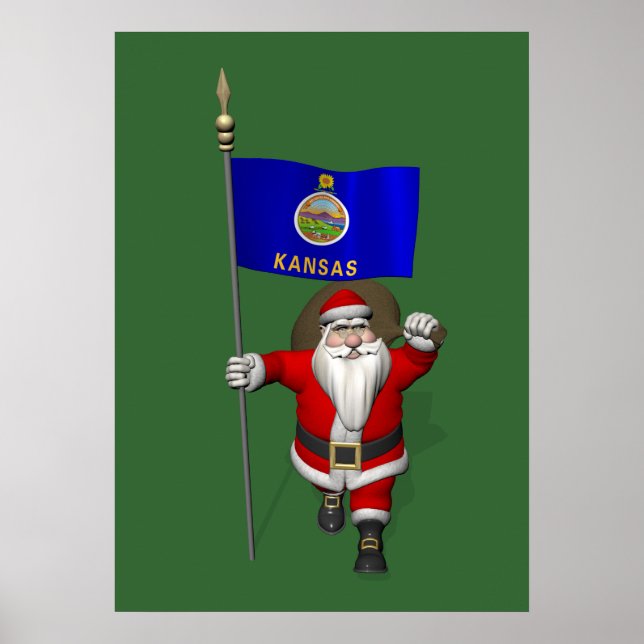 Affiche Santa Claus With Ensign Of Kansas (Devant)