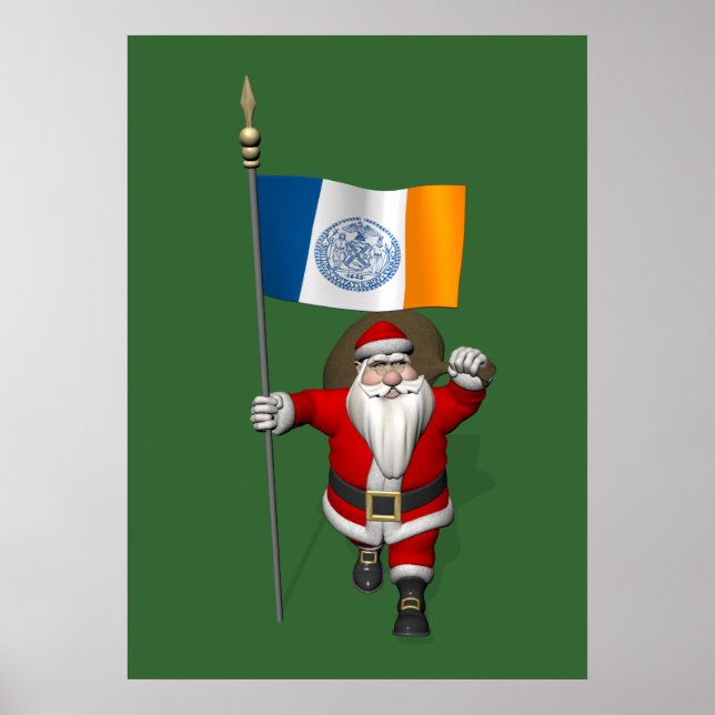 Affiche Santa Claus With Ensign Of New York (Devant)