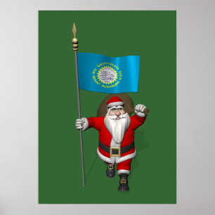 Affiche Santa Claus With Ensign Of South Dakota