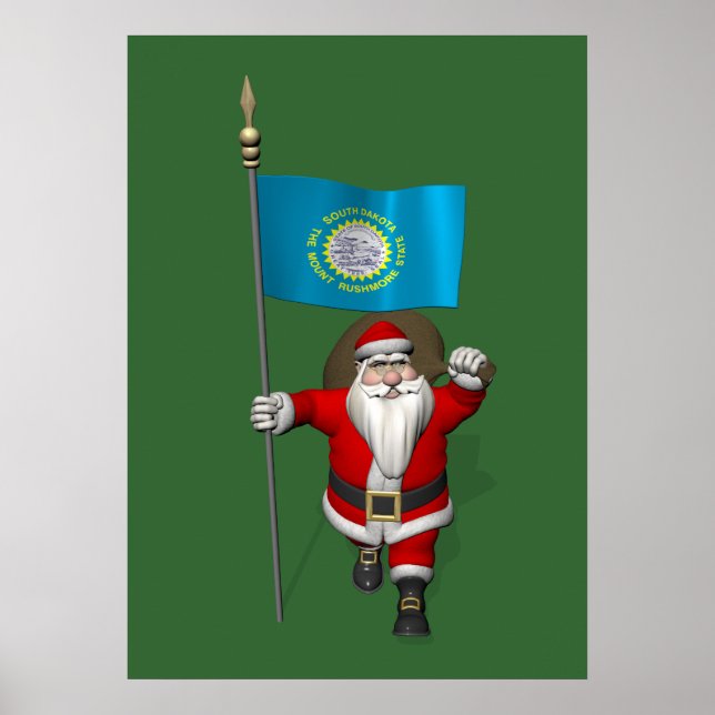 Affiche Santa Claus With Ensign Of South Dakota (Devant)