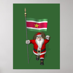 Affiche Santa Claus With Ensign Of Suriname