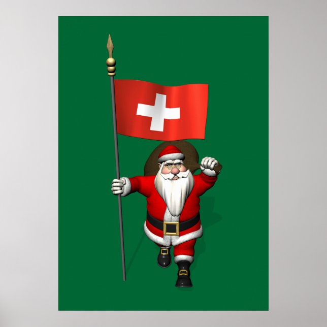 Affiche Santa Claus With Ensign Of Switzerland (Devant)
