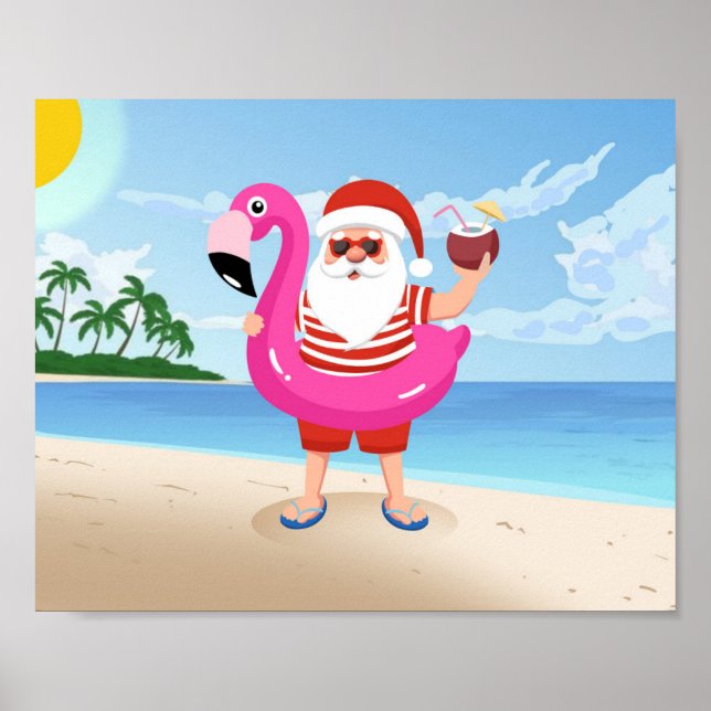 Affiche Santa Claus with flamingo (Devant)
