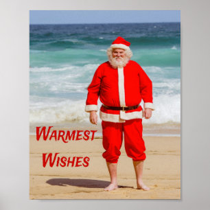 Affiche Santa Clause sur la plage les plus chauds souhaits