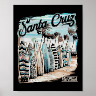 Affiche Santa Cruz Hommes Femmes Californie Rétro Coucher