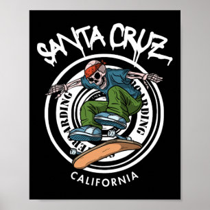 Affiche Santa Cruz Skateur Laid Back Californie Squelette