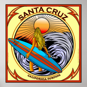 AFFICHE SANTA CRUZ SURFANT LA CALIFORNIE