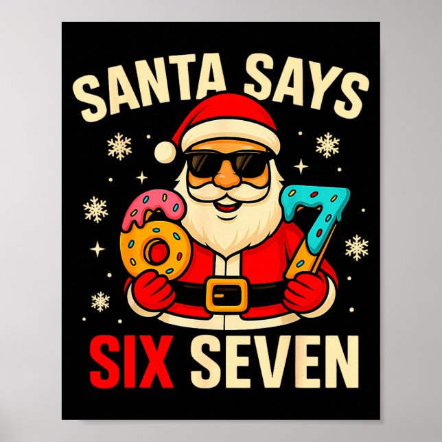 Affiche Santa dit six sept drôle 67 Meme Noël garçons  (Devant)