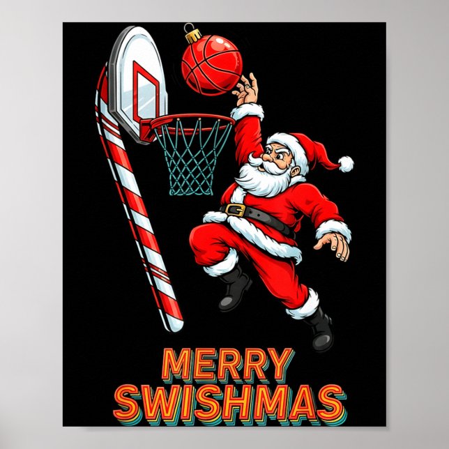 Affiche Santa Dunking Merry Swishmas Basketball Christmas  (Devant)