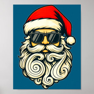 Affiche Santa Face Lunettes de Soleil Rétro 6 7 Noël 67 Sa