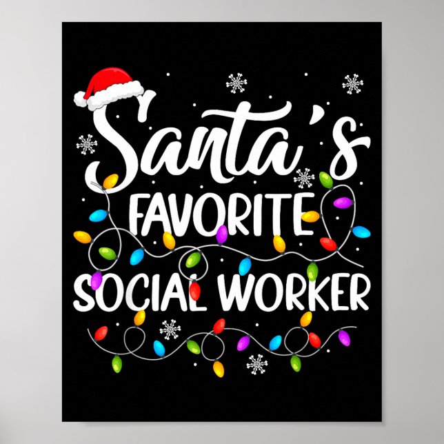 Affiche Santa Favorite Social Worker Christmas Lights Fami (Devant)