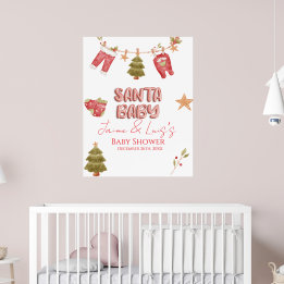 Affiche Santa Girl Boy Holiday Baby Shower  