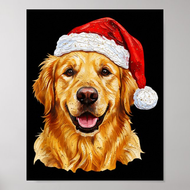 Affiche Santa Golden Retriever Christmas Golden Retriever  (Devant)