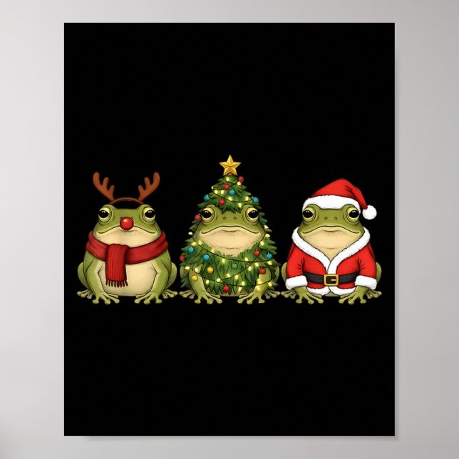 Affiche Santa Green Frog Christmas Tree Frog Lover Animal  (Devant)