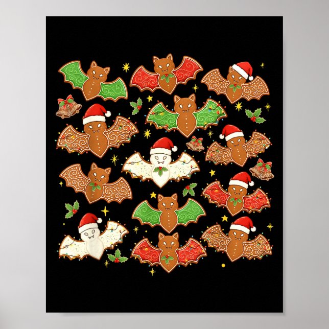 Affiche Santa Hat Bat Soky Christmas Gingerbread Bats Xmas (Devant)