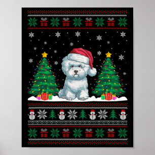 Affiche Santa Hat Bichon Frise Chien Xmas L'Arbre S