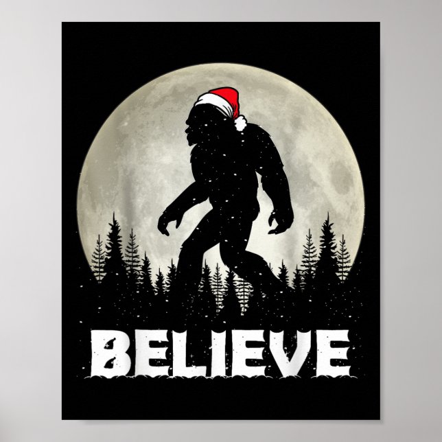 Affiche Santa Hat Bigfoot Believe Christmas Lights Rock Sa (Devant)