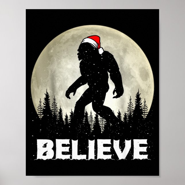 Affiche Santa Hat Bigfoot Believe Christmas Lights Rock Sa (Devant)