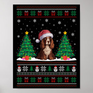 Affiche Santa Hat Boykin Spaniel Chien Xmas Les lumières d